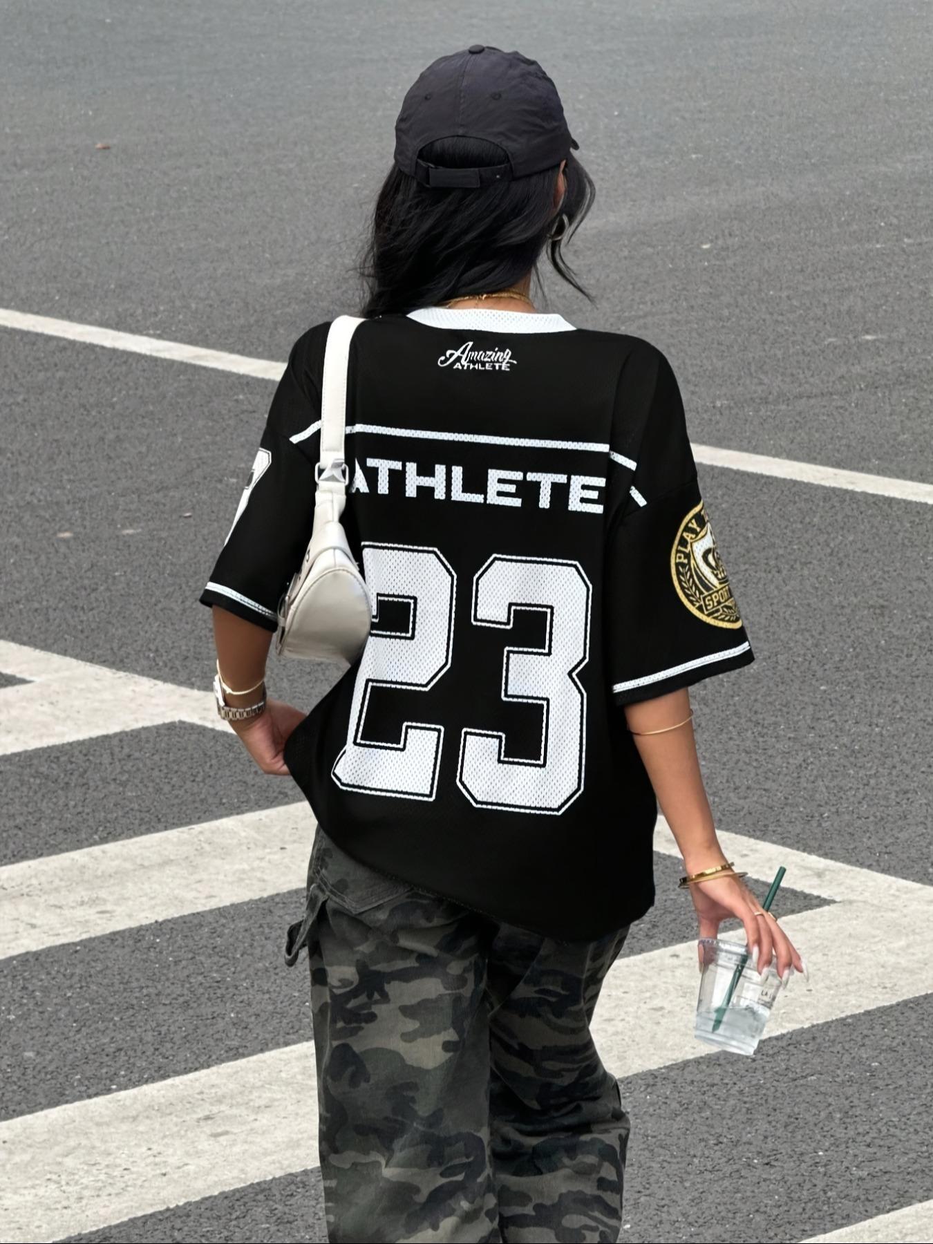 Women's Y2k23 Retro Mesh Breathable Sports Jersey, Streetwear Daily Wear Top, Loose-Fit Short Sleeve, All Seasons Fashion