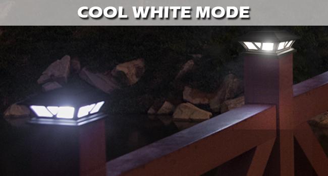 Siedinlar Solar Post Cap Lights, 2Modes Warm & Cool White (3000K/6000K), Outdoor Fence Deck Railing Lights for 4x4 5x5 6x6 Wood/Vinyl Posts, Waterproof Solar Powered Patio, Yard & Garden Decor, Black/White (2 Pack)