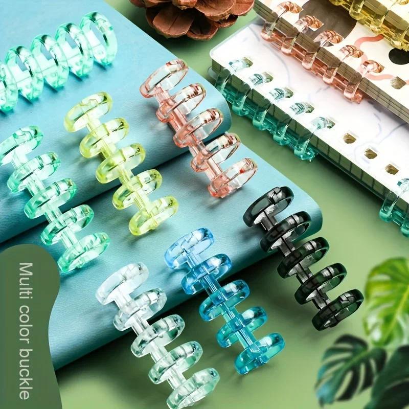 10pcs Five Hole Binder Binding Buckle Adhesive Clip Detachable Binder Ring Plastic Buckle Ring DIY Plastic Clip Office Supplies