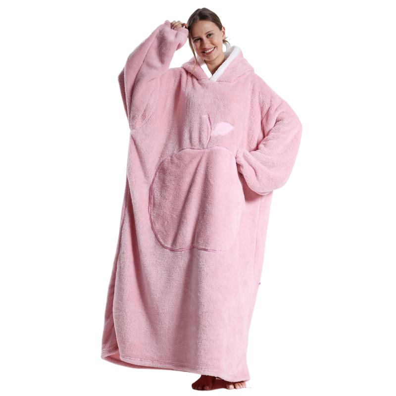 Plus Size Wearable Hoodie Blanket for Women Men, Oversized Hoodie Blanket Cozy Warm Flannel Sweatshirt with Big Pocket Loungewear Womenswear Hooded Blanket as Gifts for Mom Girlfriend
