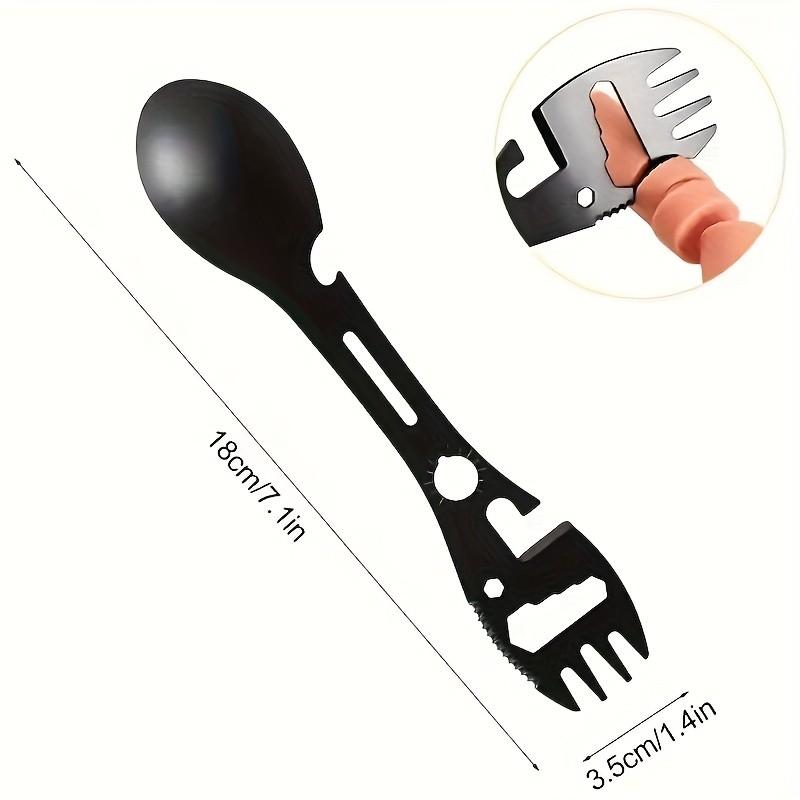 2pcs Stainless Steel Multi-Tool Spoon Set, Includes Bottle Opener, Wrench, Direction Indicator, Ideal for Camping Hiking Backpacking, Camping Kitchenware