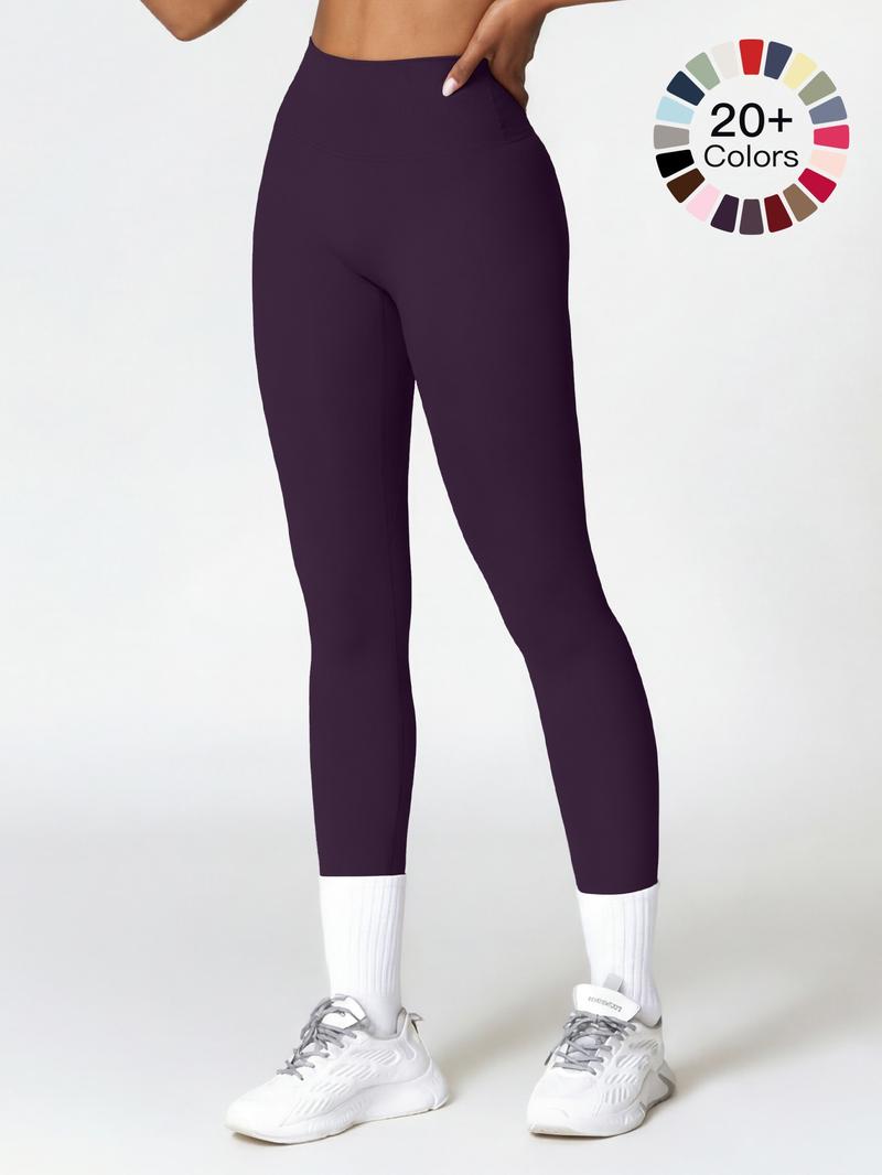 Women's High Waisted Sports Leggings, Solid Color High Stretch Skinny Pants, Ladies Sportswear for Indoor and Outdoor Wear