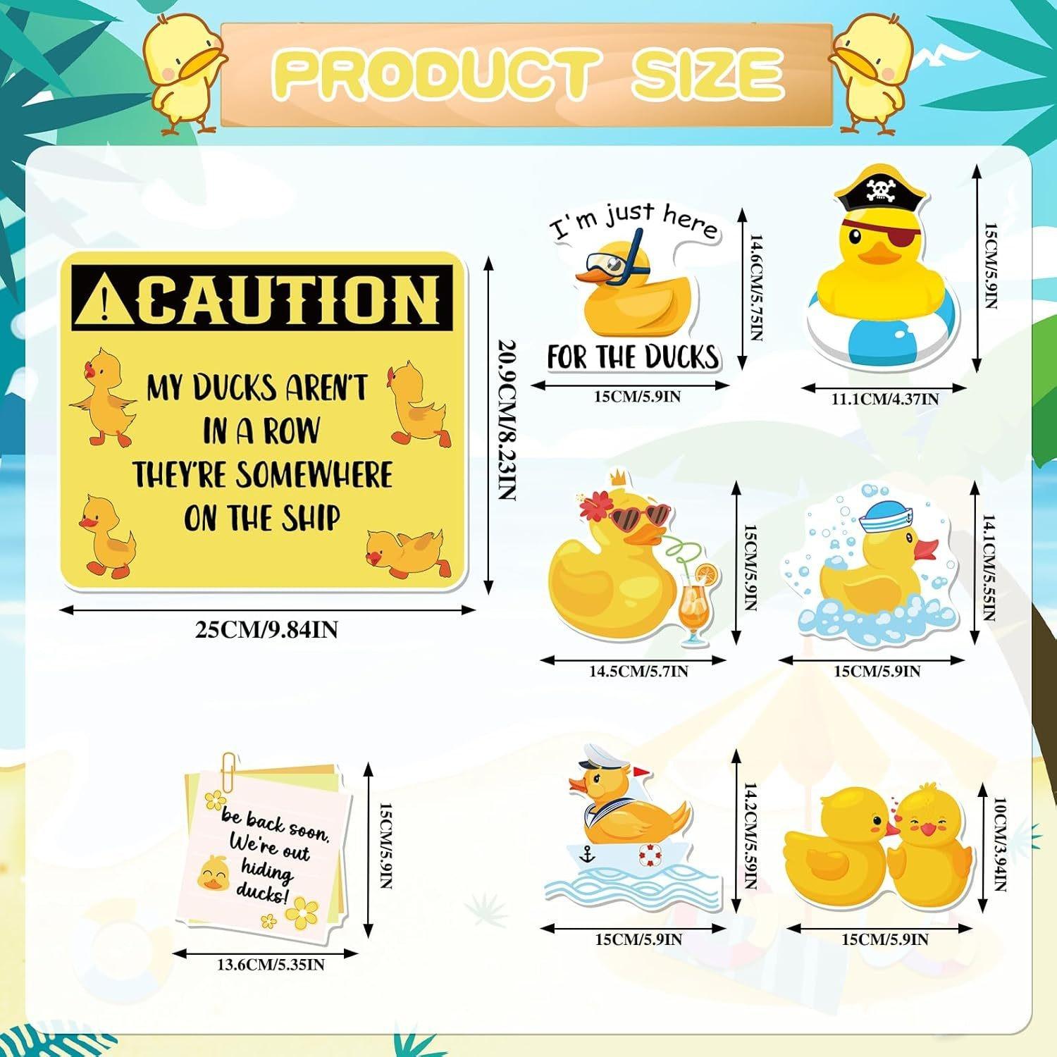 8pcs Funny Ducks Magnetic Cruise Door Decorations, Reusable Duck Magnets for Carnival Ship Cabin, Refrigerator Decor Stickers