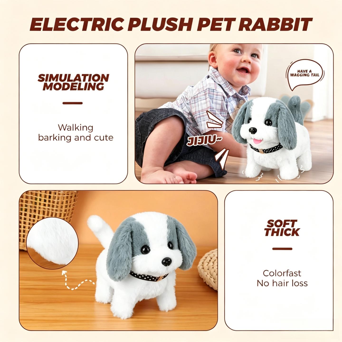 Electric Plush Dog Toy with Stroller Set Interactive Walking Barking Puppy for Kids Girls Toddlers, Soft Stuffed Pet Toy with DIY Accessories, Perfect Birthday Christmas Gift, Viral TikTok Toy for Children Pretend Play