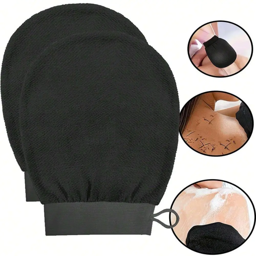 2-Pack Viscose Korean Exfoliating Gloves, Visible Dead Skin Removal Mitt for Spray Tan & Keratosis, Daily Body Care Accessory, Shower, Accessories, Set