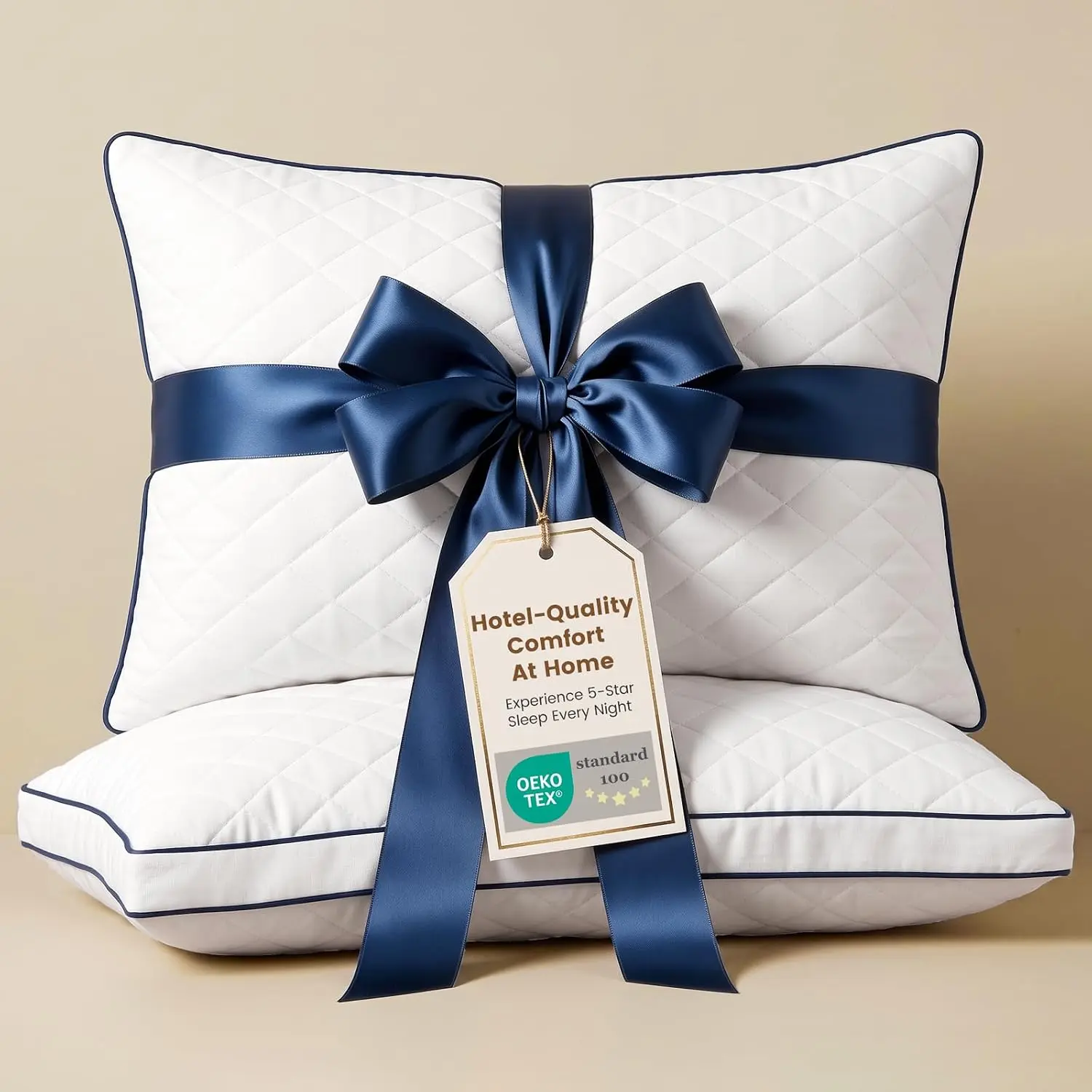 Shredded Memory Foam Pillows Queen 2-Pack, Medium Firm Bed Pillows for Side and Back Sleepers with Gusset, 20x30 Inches