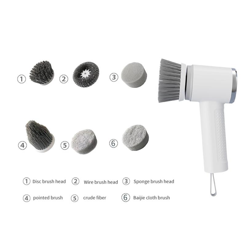 Multifunctional Cleaning Brush, Automatic Electric Cleaner, USB Rechargeable, Silent Handheld Wireless, Replaceable Heads, Kitchen & Bathroom