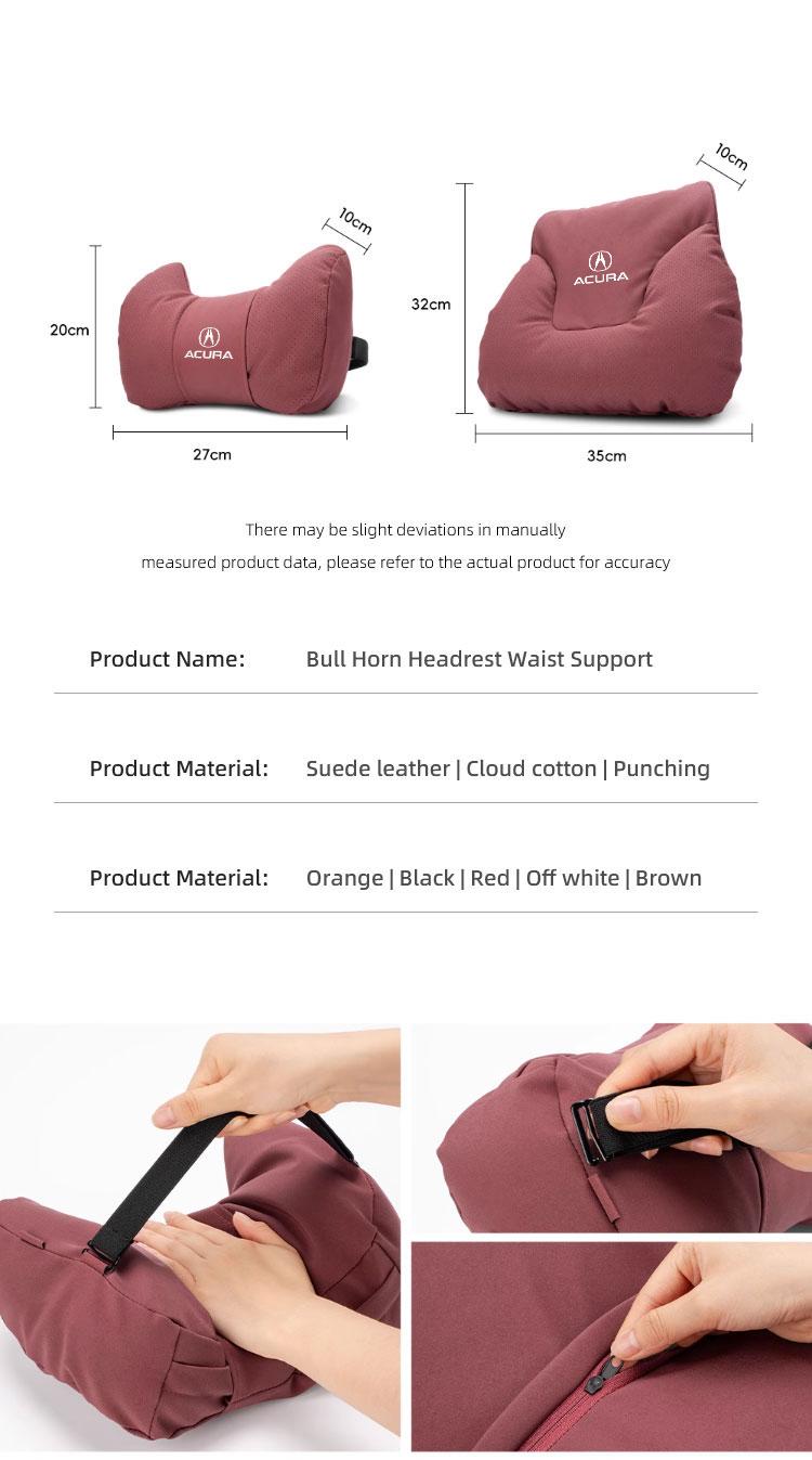 Car Seat Headrest Lumbar Support Protective Pillow Waist Cushion For Acura ADX RDX ZDX Integra NSX MDX TLX CDX ILX RLX TL RL