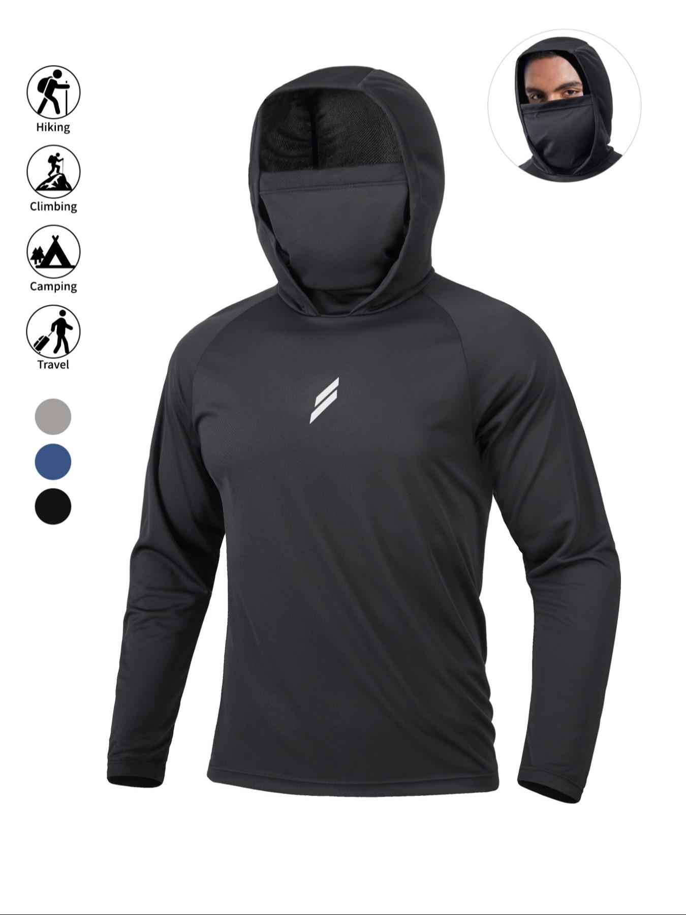 Men's Sun Protection Hoodie Set,FishingHoodiewithMask,Casual Breathable Fishing Jacket,Quick Dry Sportswear with Face Cover, SunProtectionFishingGear,Outdoor Adventure Clothing