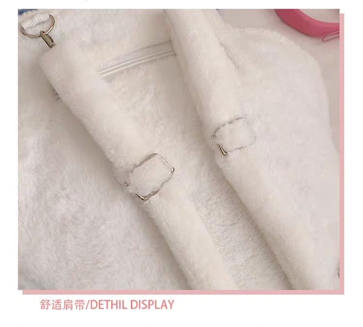 Autumn and winter sweet and cute cartoon Y2K plush cat paw bone backpack for girls, large capacity daily commuter bag, birthday gift