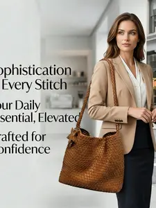 Handmade Knitted Bag Large Capacity Fashion Casual Star Pendant Handbag Travel Work Shopping Shoulder Crossbody Bag