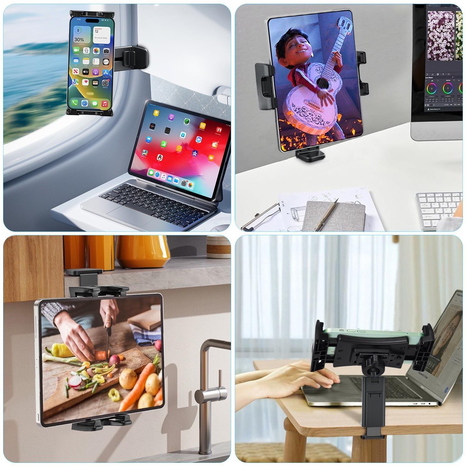 360 Degree Rotating Multifunctional Phone Holder, Lazy Desk Stand for Tablets & Phones, Travel Use on Airplanes & Trains, Adjustable Cellphone Holder