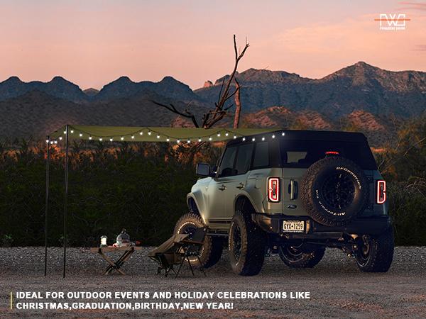 FEIWOOD GEAR Car Awning for SUV, 10 x 5.6 FT Van Truck Awning for Camping, Needn't Roof Rack Hardwares Waterproof UV50+