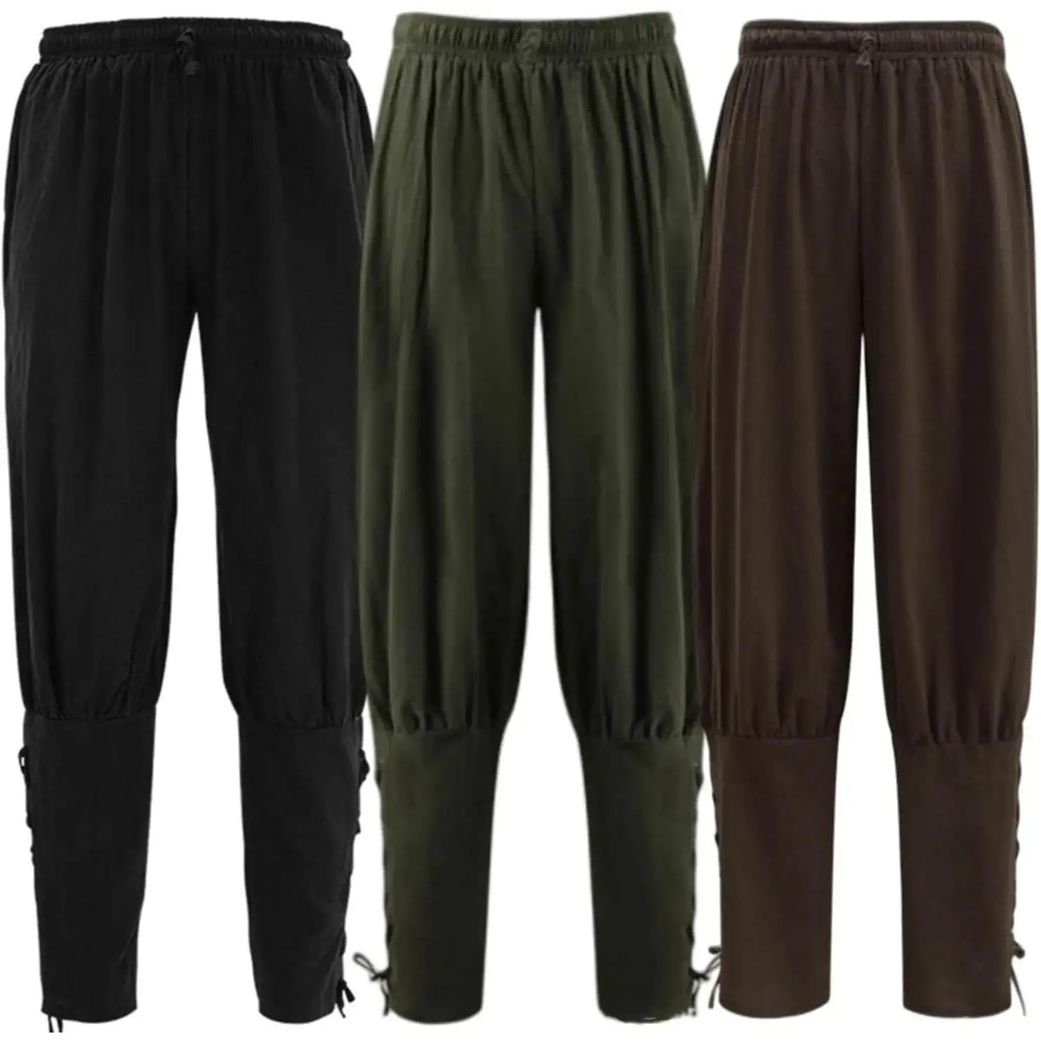 1Mens Womens Ankle Banded Pants Medieval Viking Pirate Cosplay Pants Renaissance Trousers for Adult