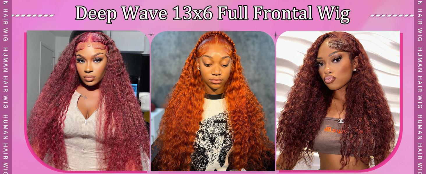 Deep Wave Lace Front Wigs Human Hair 200 Density 13x6 HD Lace Frontal Wigs Human Hair Pre Plucked Deep Curly Glueless Wigs Human Hair for Women Natural Black