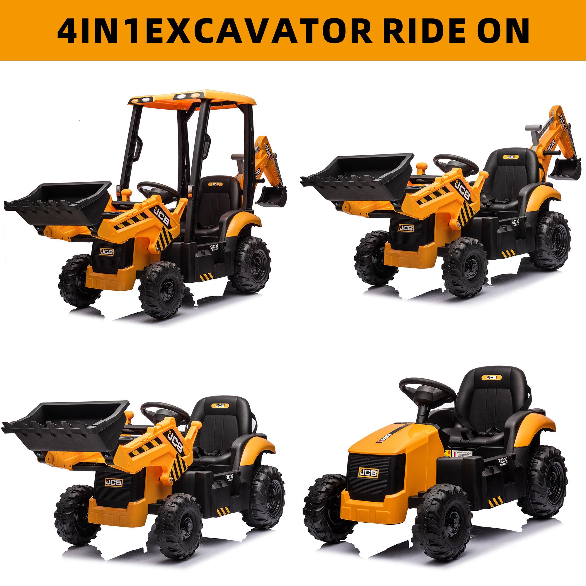 [Live] First Ride On 12V Ride-On Backhoe Digger for Kids – JCB Electric Tractor with Remote Control, Front and Back Loader, Construction Truck Toy for Boys and Girls Ages 3-6, Best Christmas Gift for Kids，Black Friday