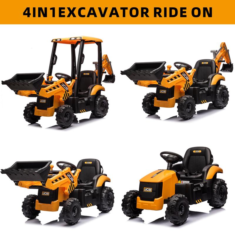 [Live] First Ride On 12V Ride-On Backhoe Digger for Kids – JCB Electric Tractor with Remote Control, Front and Back Loader, Construction Truck Toy for Boys and Girls Ages 3-6, Best Christmas Gift for Kids，Black Friday