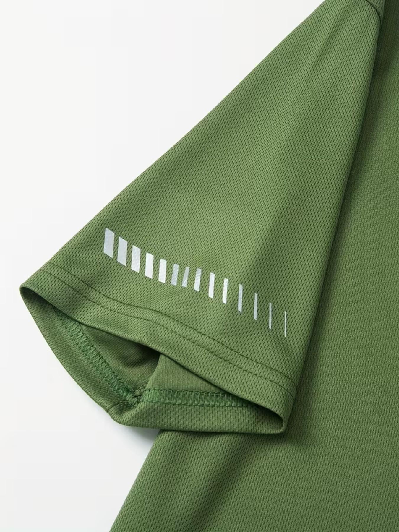 4-Pack Men's Sportswear Tees, Breathable Quick-Dry Round Neck, Reflective Stripes, Moisture-Wicking Polyester, Ideal for Running, Cycling, Gym