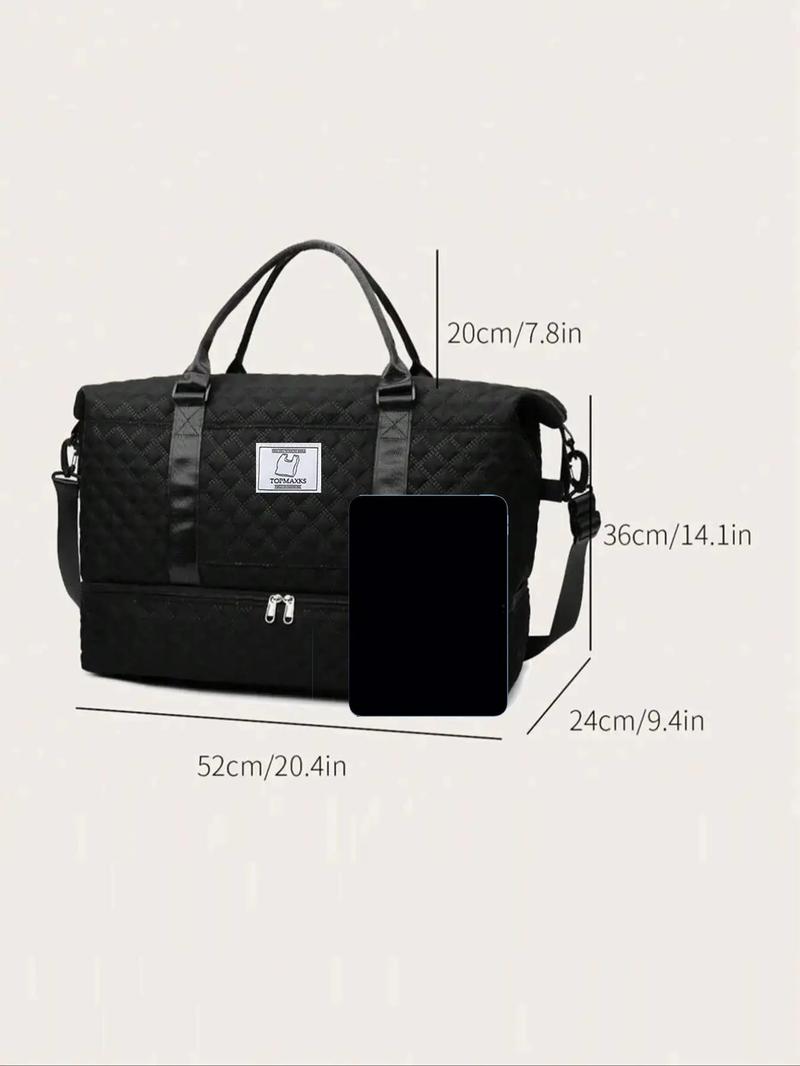 Unisex Sporty Quilted Design Solid Color Travel Bag, Casual Large Capacity Crossbody Bag, Trendy Carry on Weekender Bag for Travel & Gym & Outing Use
