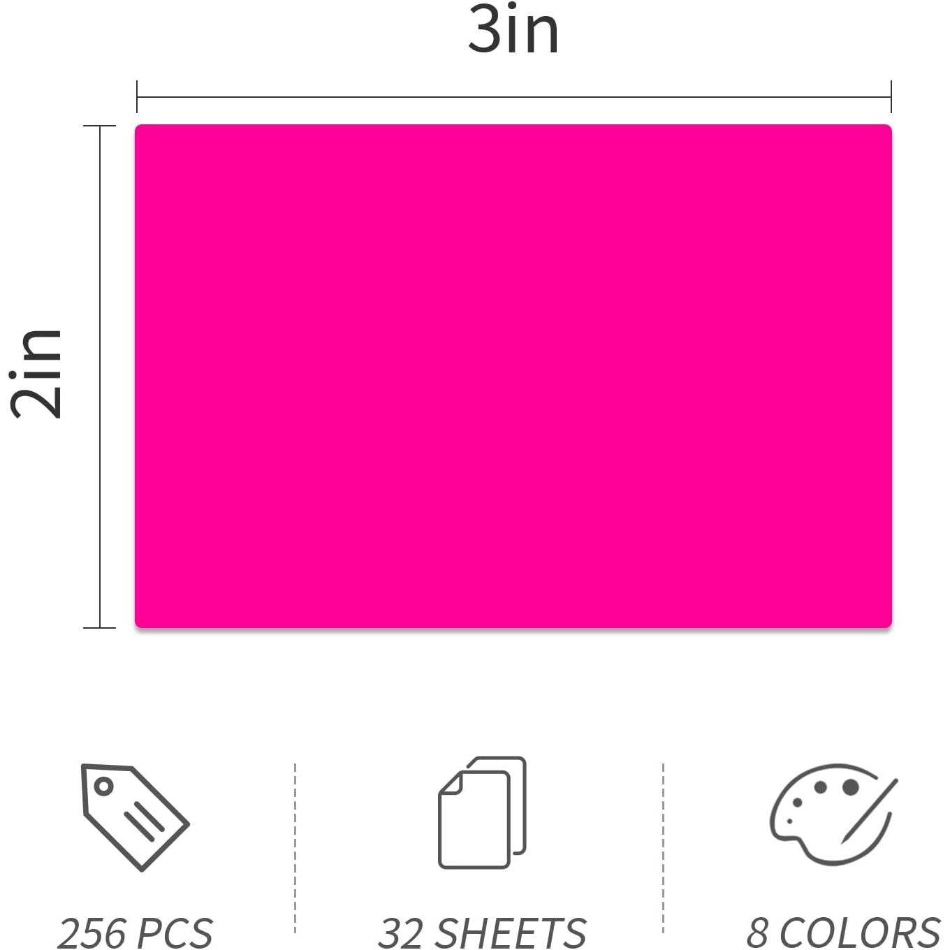 Ououstate Removable Colored Labels Stickers 3" x 2" Moving Stickers Labels for Packing Boxes Large Color Coding Labels 256 Pack (Colorful)