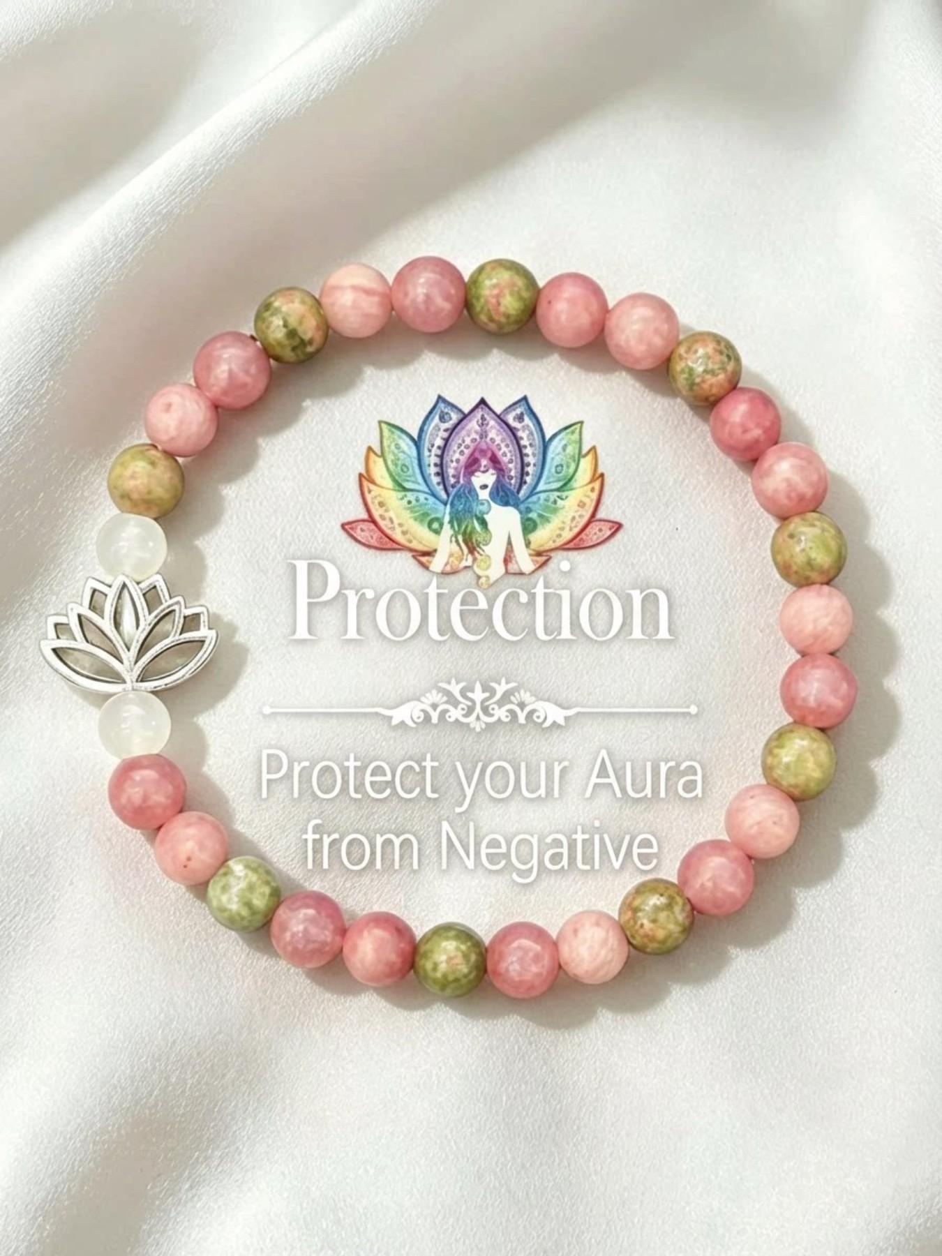 Rose Quartz Lotus Guardian Bracelet, Gentle Healing Crystal, Natural Stone Protection, Energy Shield Jewelry, Self-Care Accessory for Women