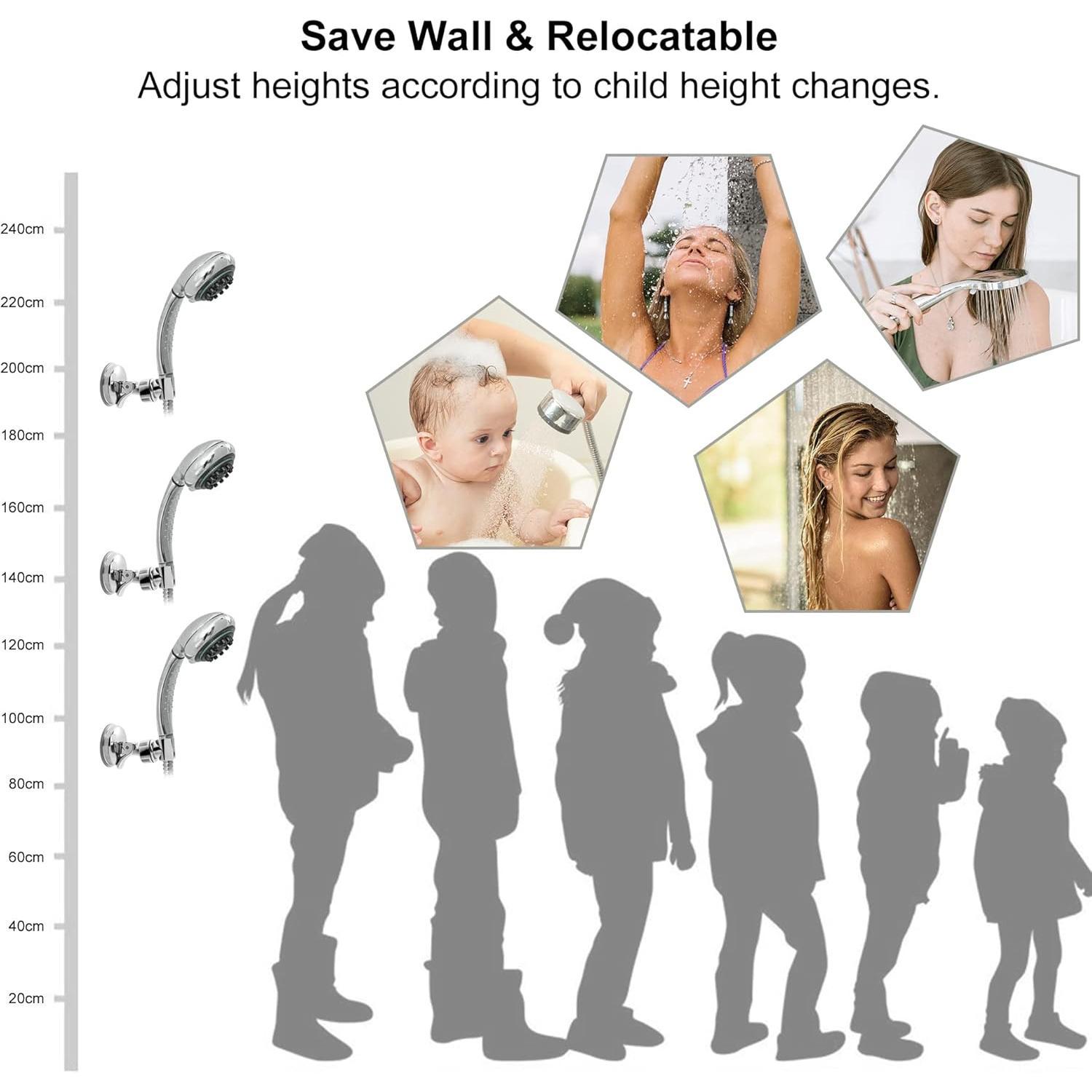 Shower  Holder Suction Cup Shower  Holder, 2 Pack | Adjustable Height Wall Mount Shower Wand Holder Bracket ABS, Removable Handheld Shower  Holder