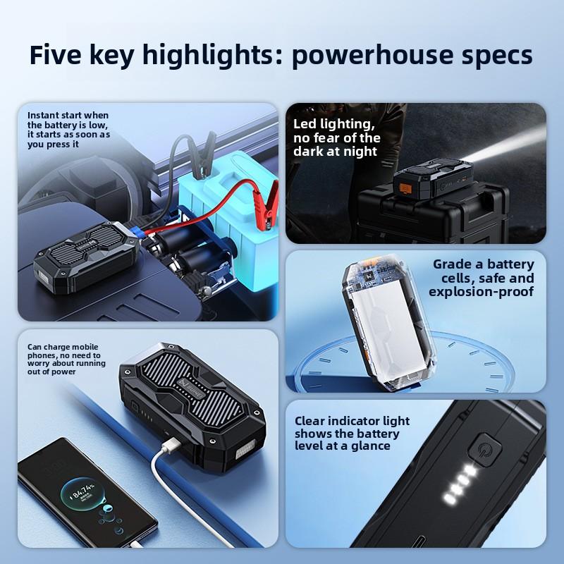 Car Emergency Jump Starter Portable Battery Booster Power Bank for Quick Engine Restart