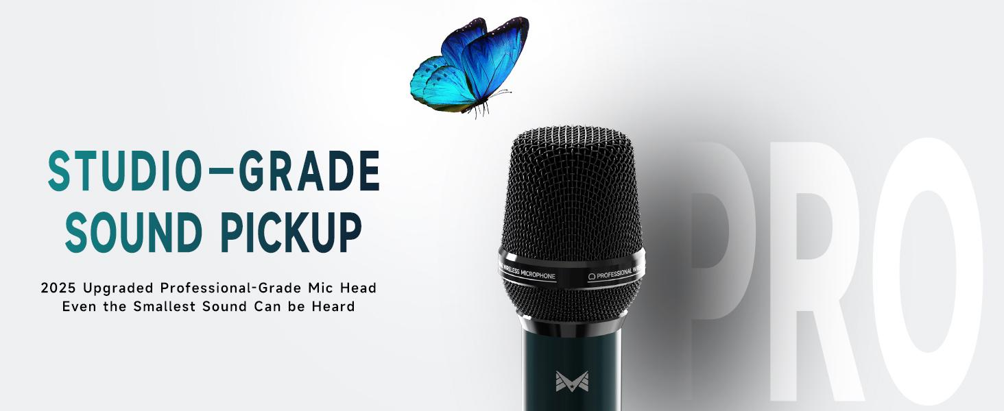 Wireless Microphones, Metal Dynamic Wireless Microphones with One-to-One Chip Connection and Rechargeable Receiver, 40H Duration, 200FT Range Receiving, Performance Vocal, Karaoke Microphone for Singing