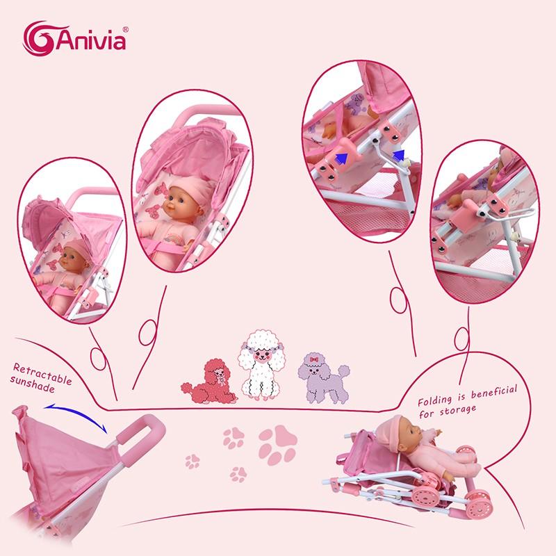 Anivia Brand Doll Stroller Set, Includes Doll and Stroller, Ideal for Kids Aged 3+, Perfect for Holiday Gifts, Christmas and Birthday Presents