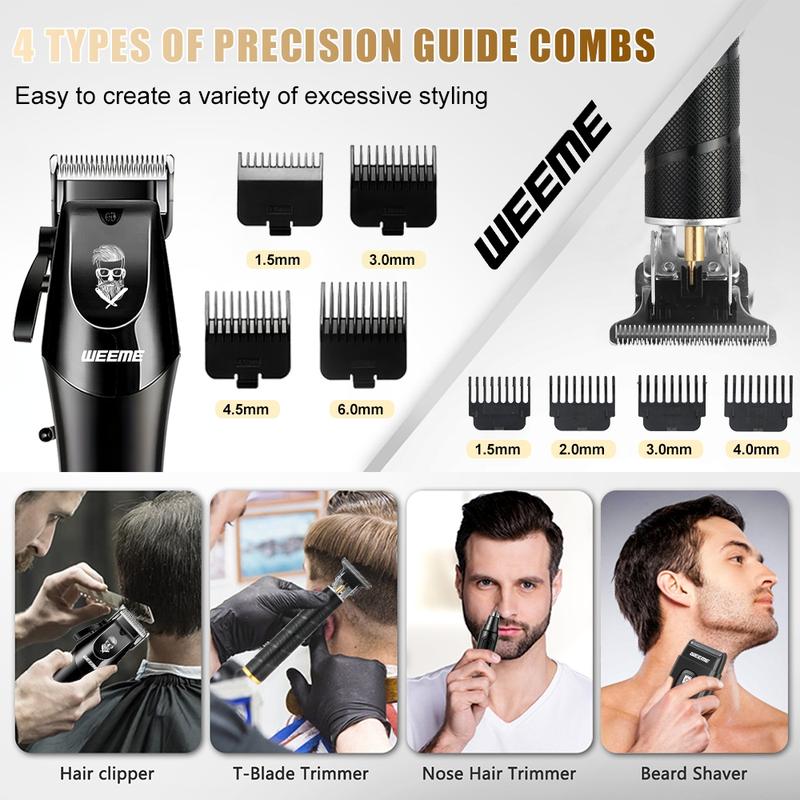Professional Men's Grooming Kit, Electric Shaver Set with Trimmer, Nose Hair Clipper, Razor, Comb Attachments, Ideal Gift for Him