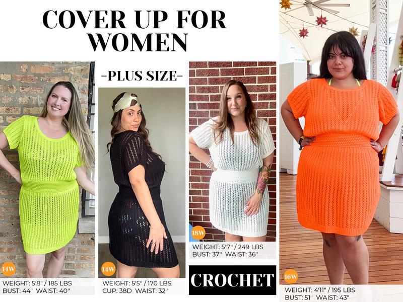 Aqua Eve Women's Plus Size Swimsuit Cover Up - Crochet Bathing Suit Coverup 2025 Short Sleeve Beach Dress Swimwear