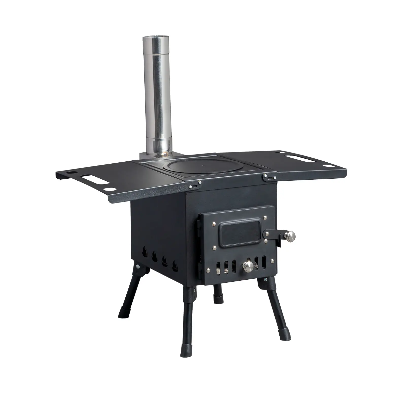 Camping Wood Stove, Portable Tent Wood Burning Stove, Black| Stainless Chimney Pipes for Outdoor Camping, Cooking and Heating