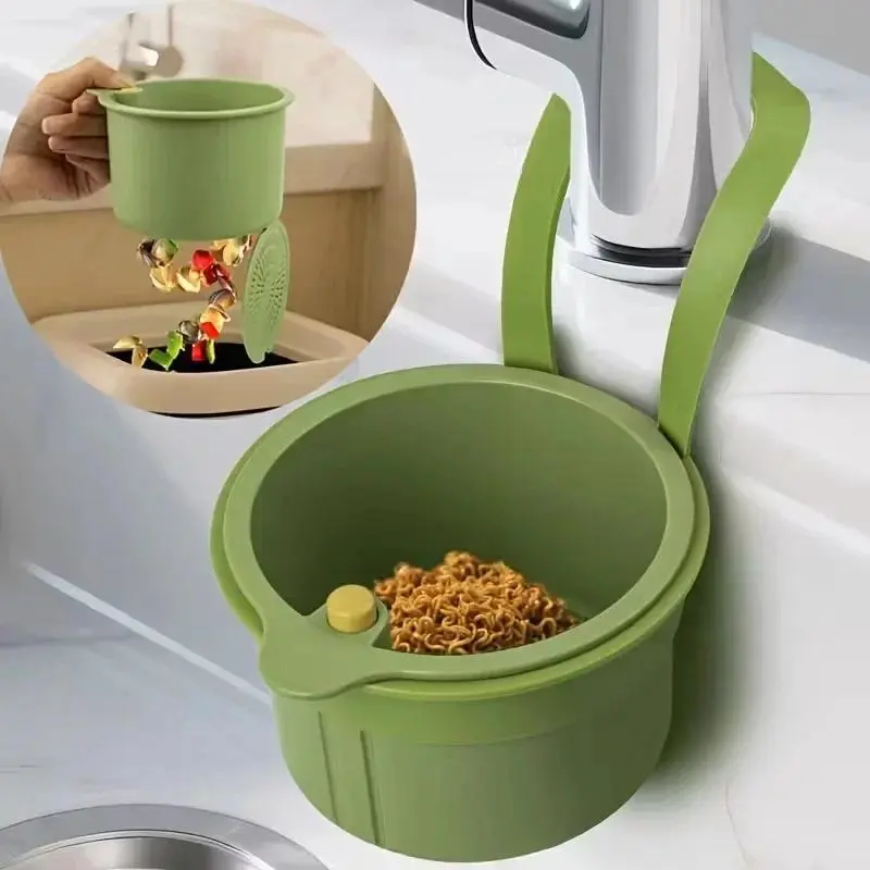Press-Type Drain Basket: Food Strainer & Sink Organizer, Multi-Functional for Kitchen & Bathroom Use