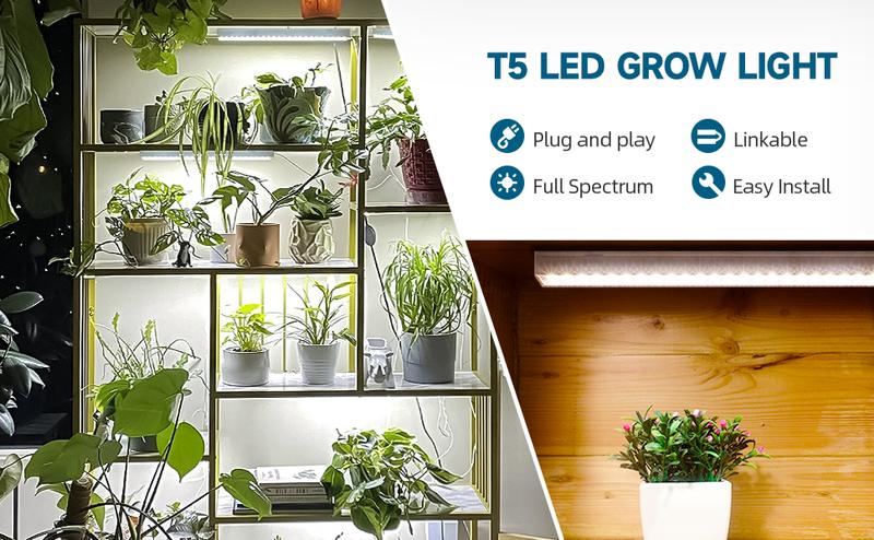 Barrina T5 Grow Lights, 1FT, 5000K White Full Spectrum Led Grow Light, Plug and Play, 8 Packs Barrina T5 Grow Lights, 1FT, 5000K White Full Spectrum Led Grow Light, Plug and Play, 8 Packs