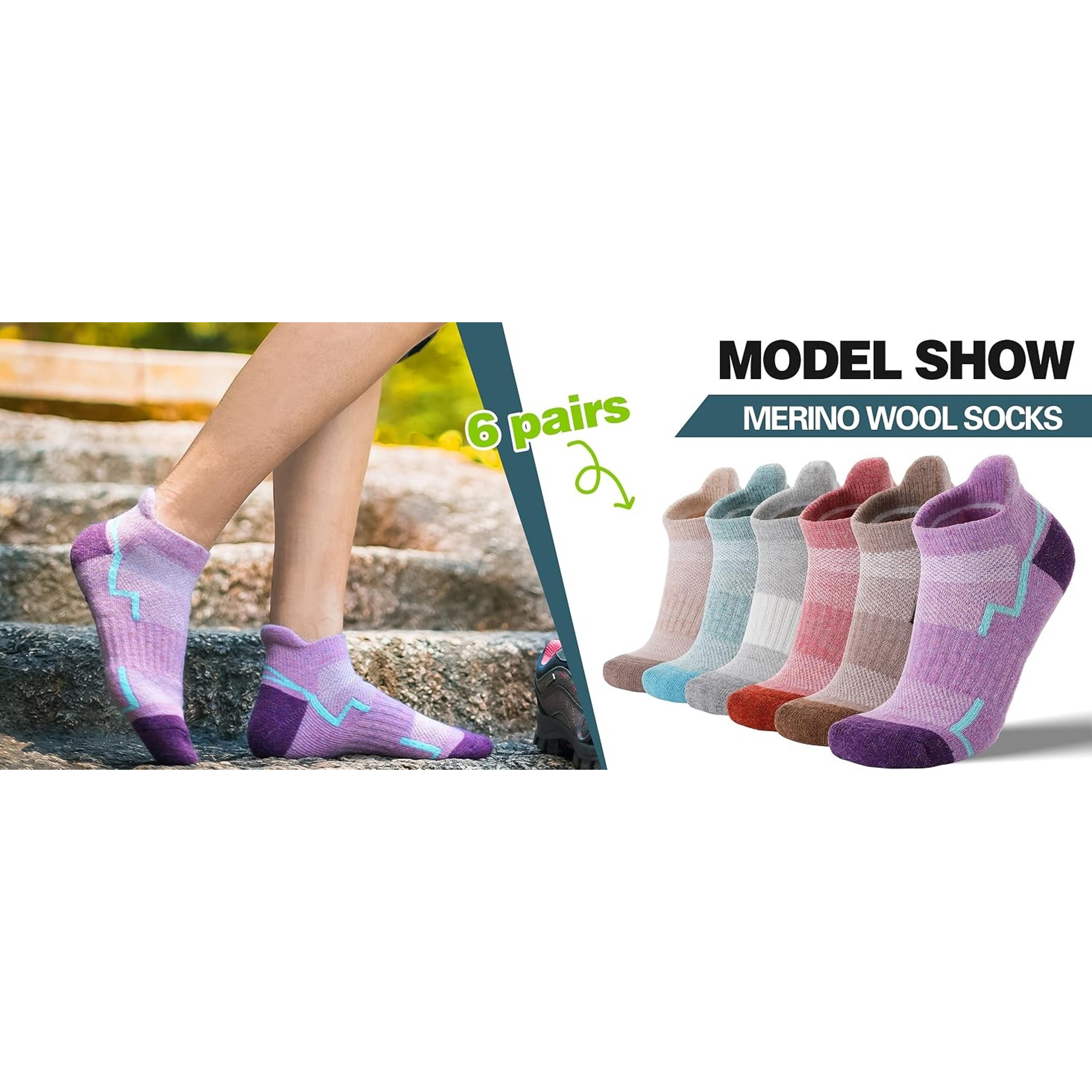 6 Pairs Merino Wool Ankle Hiking Running Socks Compression Support Thick Athletic Low Cut Socks for Women Men 6 Pairs Merino Wool Ankle Hiking Running Socks Compression Support Thick Athletic Low Cut Socks for Women Men