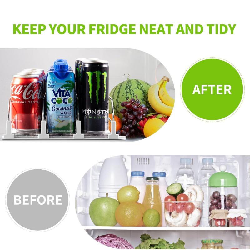 Soda Can Dispenser for Refrigerator,Self-Pushing Drink Organizer for Fridge, Width Adjustable Fridge Organization, Beer Pop Can Water Bottle Drink Dispenser for Fridge