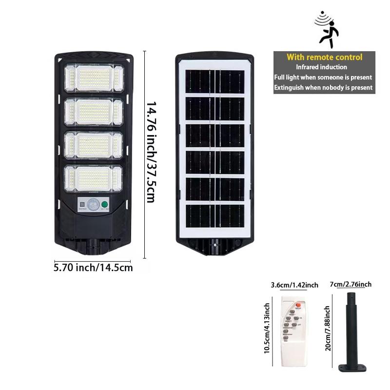 Solar Powered Outdoor Light with Motion-Sensor, Solar Lights Outdoor, Waterproof Solar Street Light with Remote Control, Wide Angle Floodlight for Yard, Street, Parking Lot
