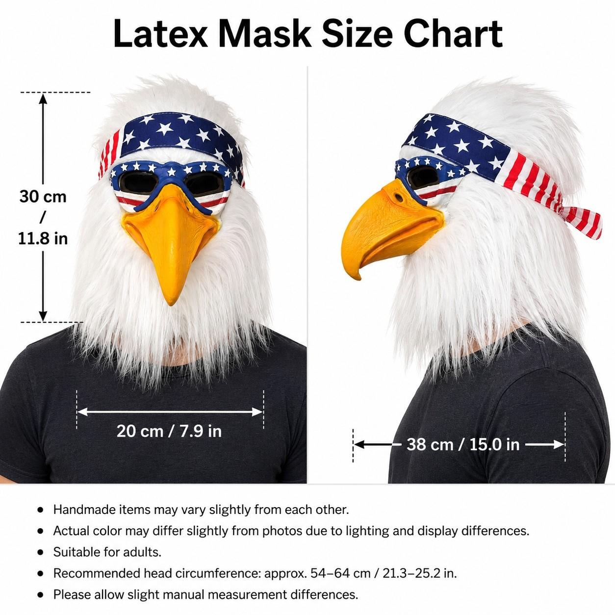 Latex Eagle Mask with American Flag Headband
