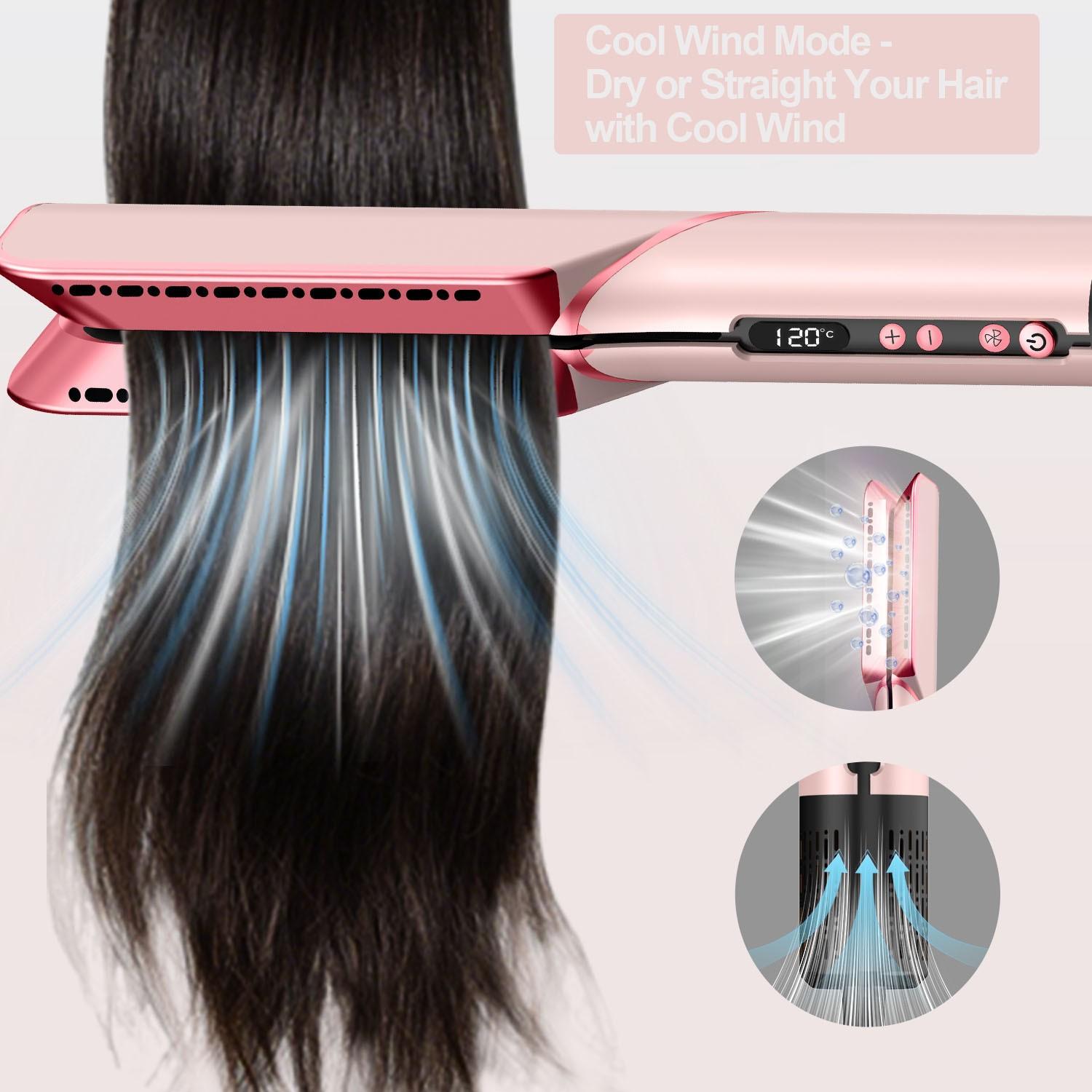 1pc Summer Cool Air Hair Straightener Hair Blower 3 In 1 Multifunctional Hair Dryer & Hair Straightener & Hair Curler Wet to Dry with Cool Wind or Hot Wind 4 Temperature Adjustable Straightening Iron