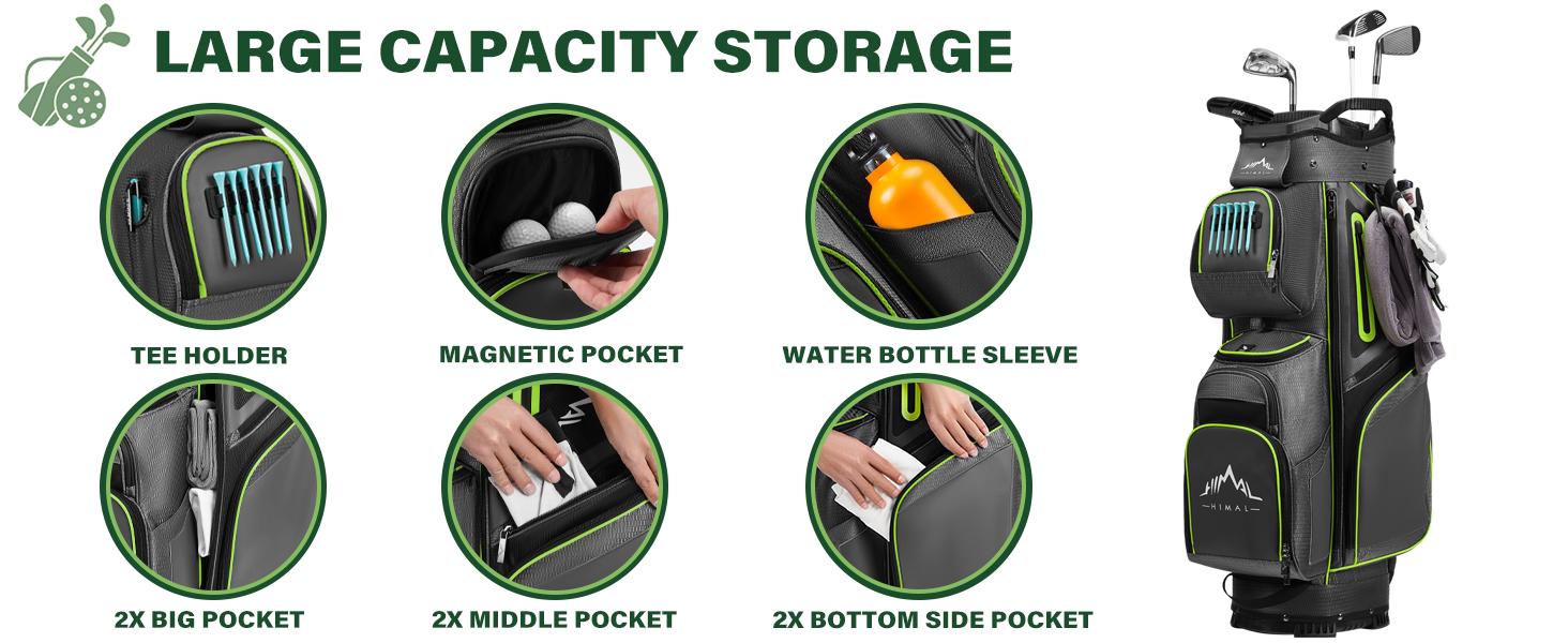 UNIHIMAL 15-Way Golf Cart Bag, Premium Anti-Shake Divider Top Golf Bag with Comfortable Handles, Magnetic Pocket and Rain Cover