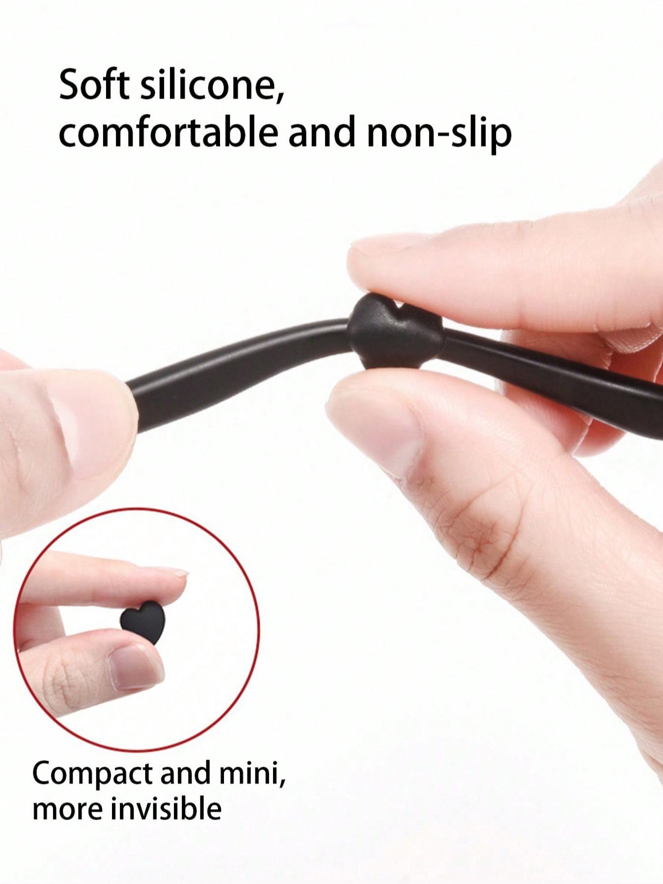 Heart Shaped Anti-slip Glasses Ear Clip & Ear Hook, Silicone Anti-slip Glasses Leg Cover, Fashion Eyewear Accessories for Women & Men