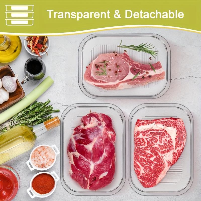 3-Layer Refrigerator Deli Meat Container, Stackable Bacon Lunch Meat Container, Suitable for Cold Cuts, Cheese, Sausage, Meal Prep Containers, Clear Food Storage, Kitchen Storage Containers