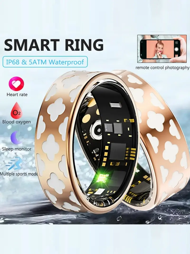 Smart Ring for Men and Women, Health and Sleep Monitoring, 5atm Waterproof, Multi-Sport Modes, Heart Rate and Blood Oxygen, Gift Idea, Fitness Tracker Ring, Smart Wearable Devices