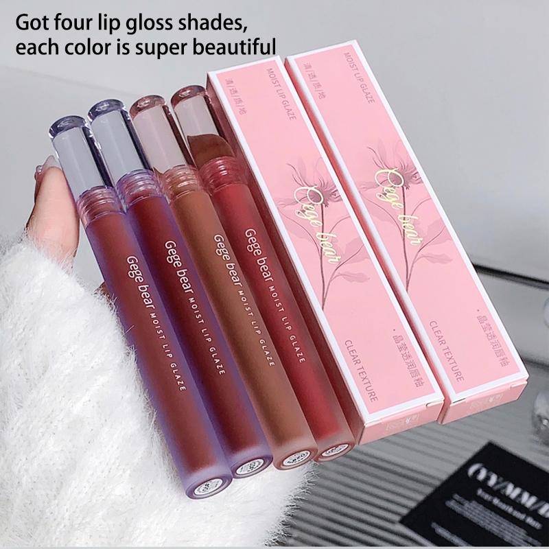 Long Lasting Matte Lip Gloss, 4pcs/set Easy Coloring Lip Sticks, Moisturizing Matte Lipstick, Suitable for All Occasions Lip Makeup, Girls and Women Makeup Accessories