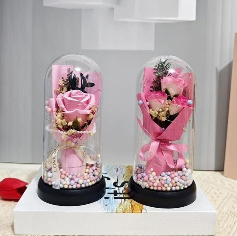Lighted Acrylic Dome Eternal Flower Bouquet, Preserved Soap Rose Carnation Tulip Arrangement, Warm Night Light Gift for Mom, Mother’s Day Valentine’s Day Present Lighted Acrylic Dome Eternal Flower Bouquet, Preserved Soap Rose Carnation Tulip Arrangement, Warm Night Light Gift for Mom, Mother’s Day Valentine’s Day Present