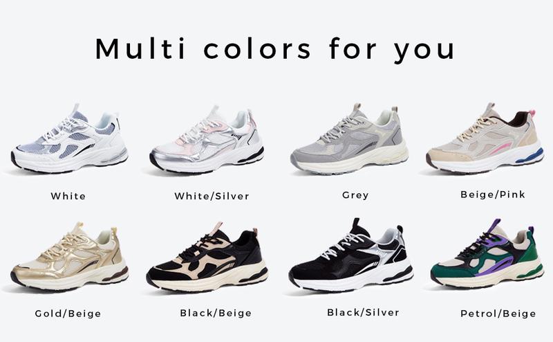 LUCKY STEP Women's Platform Chunky Fashion Sneakers Mesh Casual Running Tennis Workout Sport Work Trendy Athletic Walking Shoes Breathable Mesh Upper High-Density Foam Insole