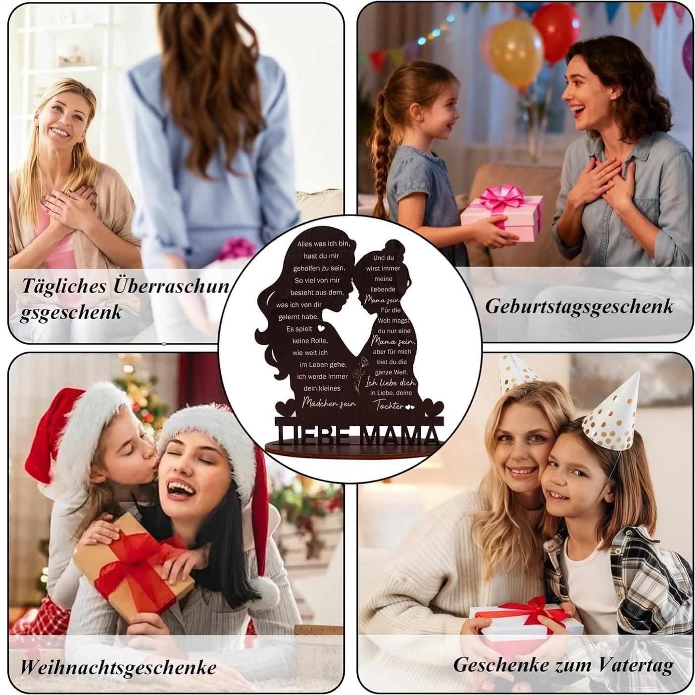 2D Plane Mother-Daughter Gift, Mom Birthday Gift, Love Mom Wooden Sign, Daughter's Gift for Mom, Christmas Calendar