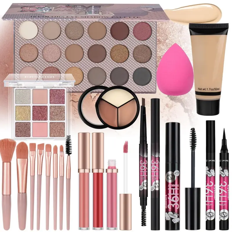 Makeup Kit for Teen Girls MakeUp Gift Set for Beginners with Foundation, Eyeshadow, Lipstick, Eyeliner, Mascara, Brushes, Makeup Kits for Women Full Kit