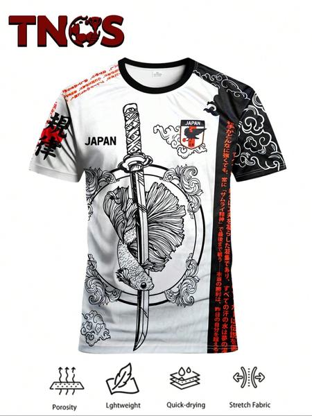 Japanese Football Jersey & Samurai Print Round Neck Comfortable Sports Top, Stylish Jersey, Japanese Culture Design, Perfect for Fans, Workout Top Japanese Football Jersey & Samurai Print Round Neck Comfortable Sports Top, Stylish Jersey, Japanese Culture Design, Perfect for Fans, Workout Top