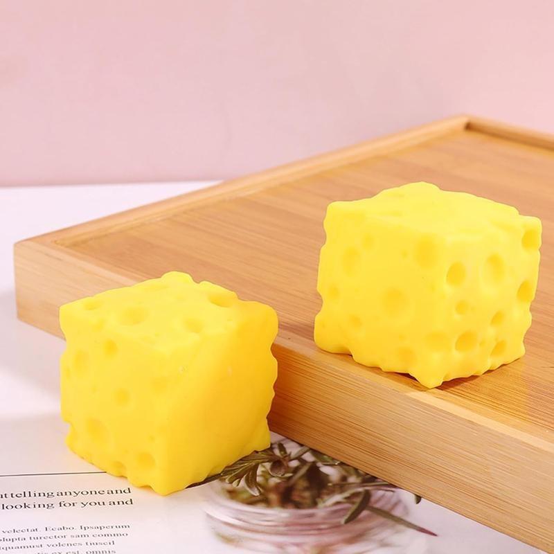 Yellow Cheese Squashy, Soft Novelty Squeeze Toy, Rebounding Sensory Toy Helps Relax & Focus, Sensory Cheese for Kids & Adults, TPR Material Food Theme Cheese Cubes Stress Balls for Adults
